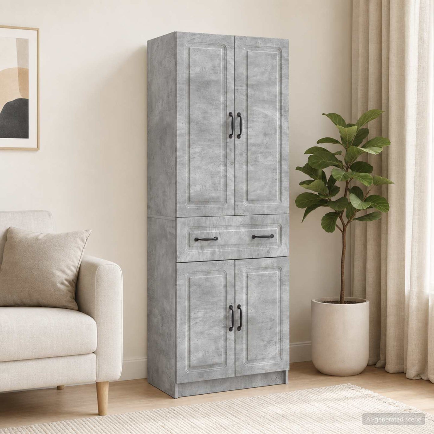 Cabinet Set 2 pcs Concrete Grey Engineered Wood
