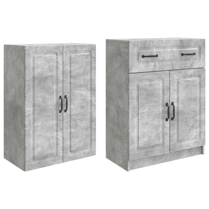 Cabinet Set 2 pcs Concrete Grey Engineered Wood