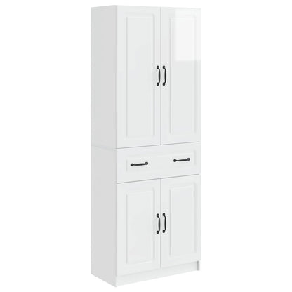 Cabinet Set 2 pcs High Gloss White Engineered Wood