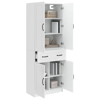 Cabinet Set 2 pcs High Gloss White Engineered Wood