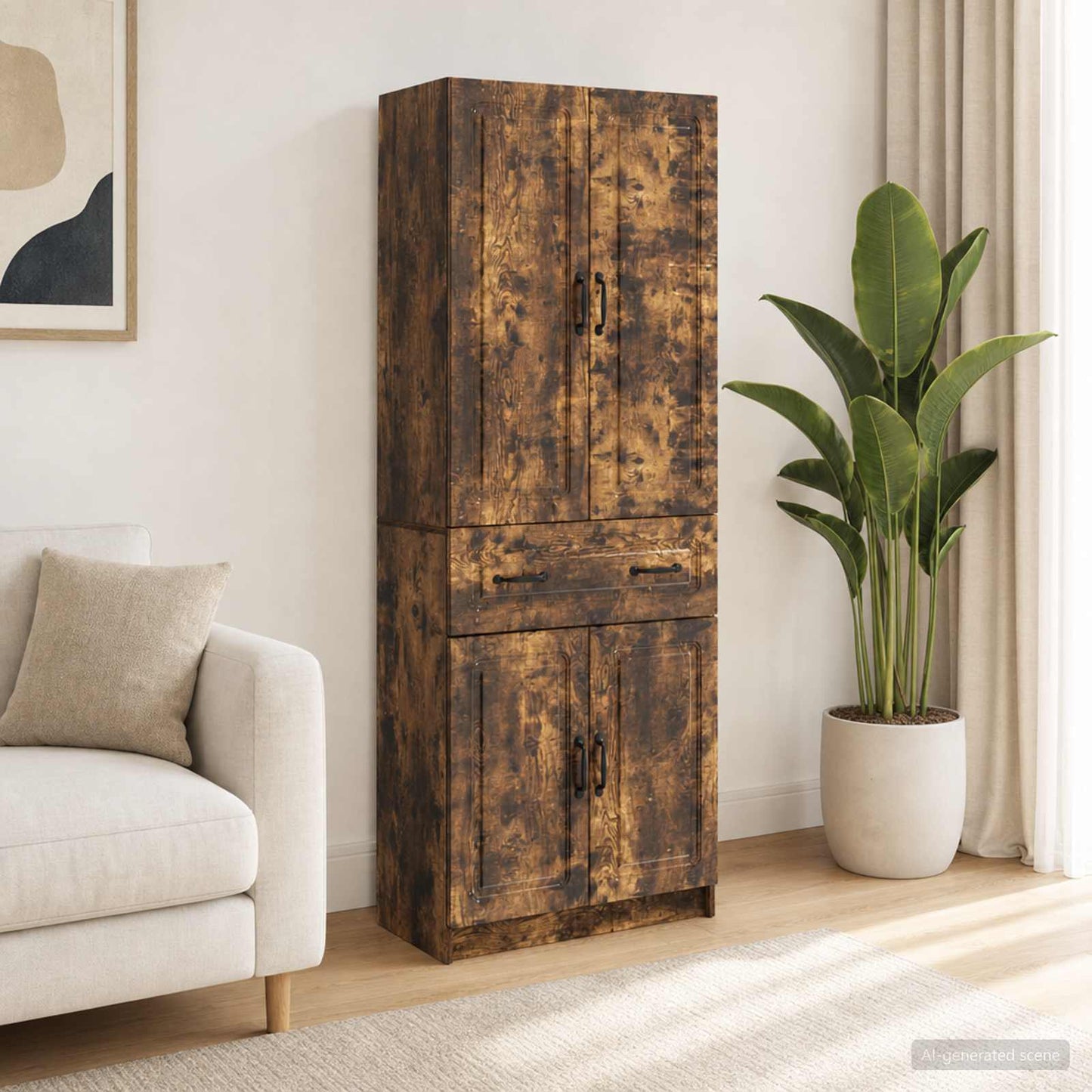 Cabinet Set 2 pcs Smoked Oak Engineered Wood