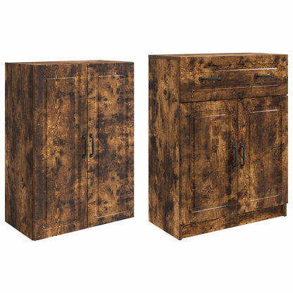 Cabinet Set 2 pcs Smoked Oak Engineered Wood