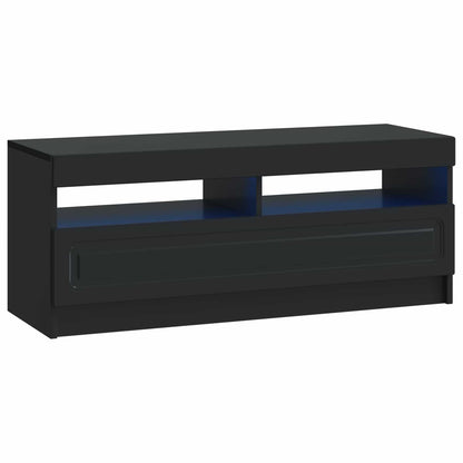 5 Piece LED TV Cabinet Black Engineered Wood