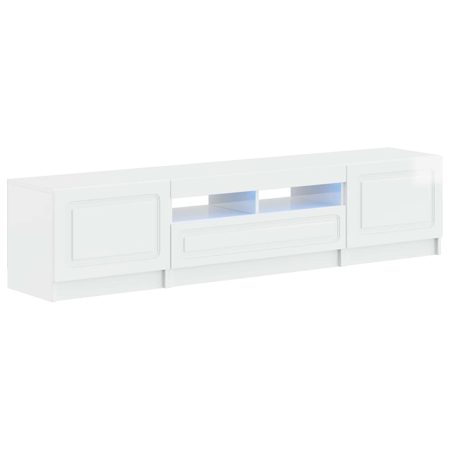 5 Piece LED TV Cabinet High Gloss White Engineered Wood