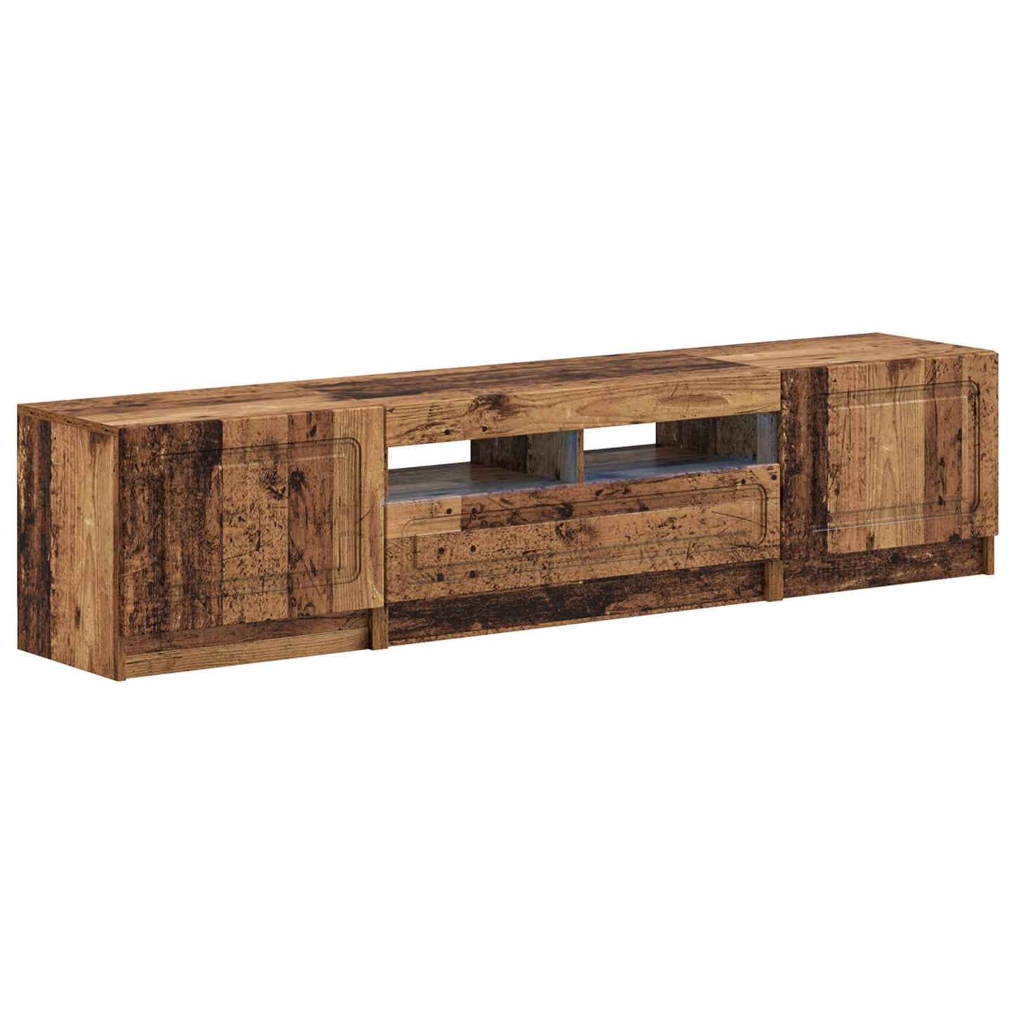 5 Piece LED TV Cabinet Old Wood Engineered Wood