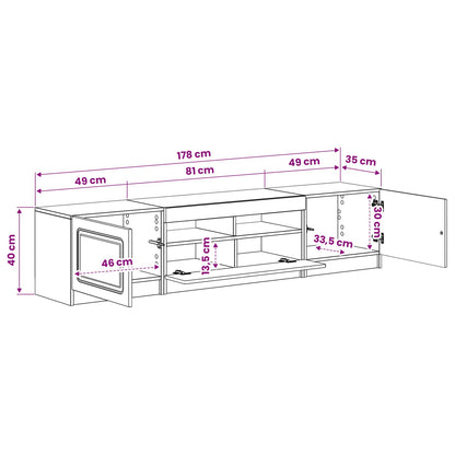 5 Piece LED TV Cabinet Old Wood Engineered Wood