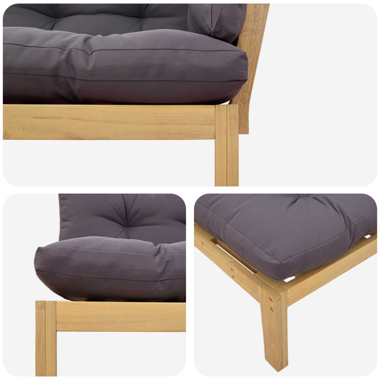 Corner Sofa Unit Light Acacia and Dark Grey Acacia Wood