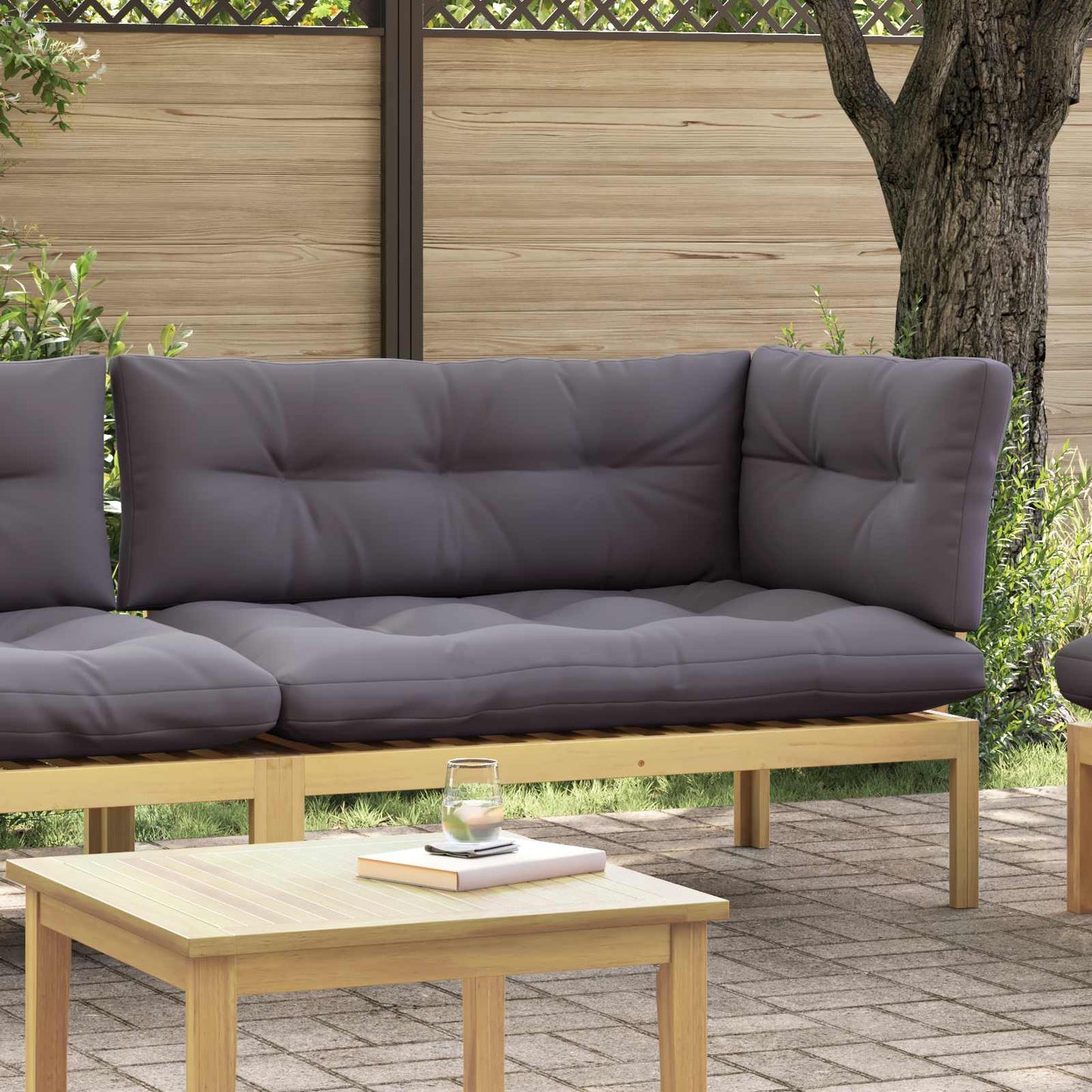 Corner Sofa Unit Light Acacia and Dark Grey Acacia Wood