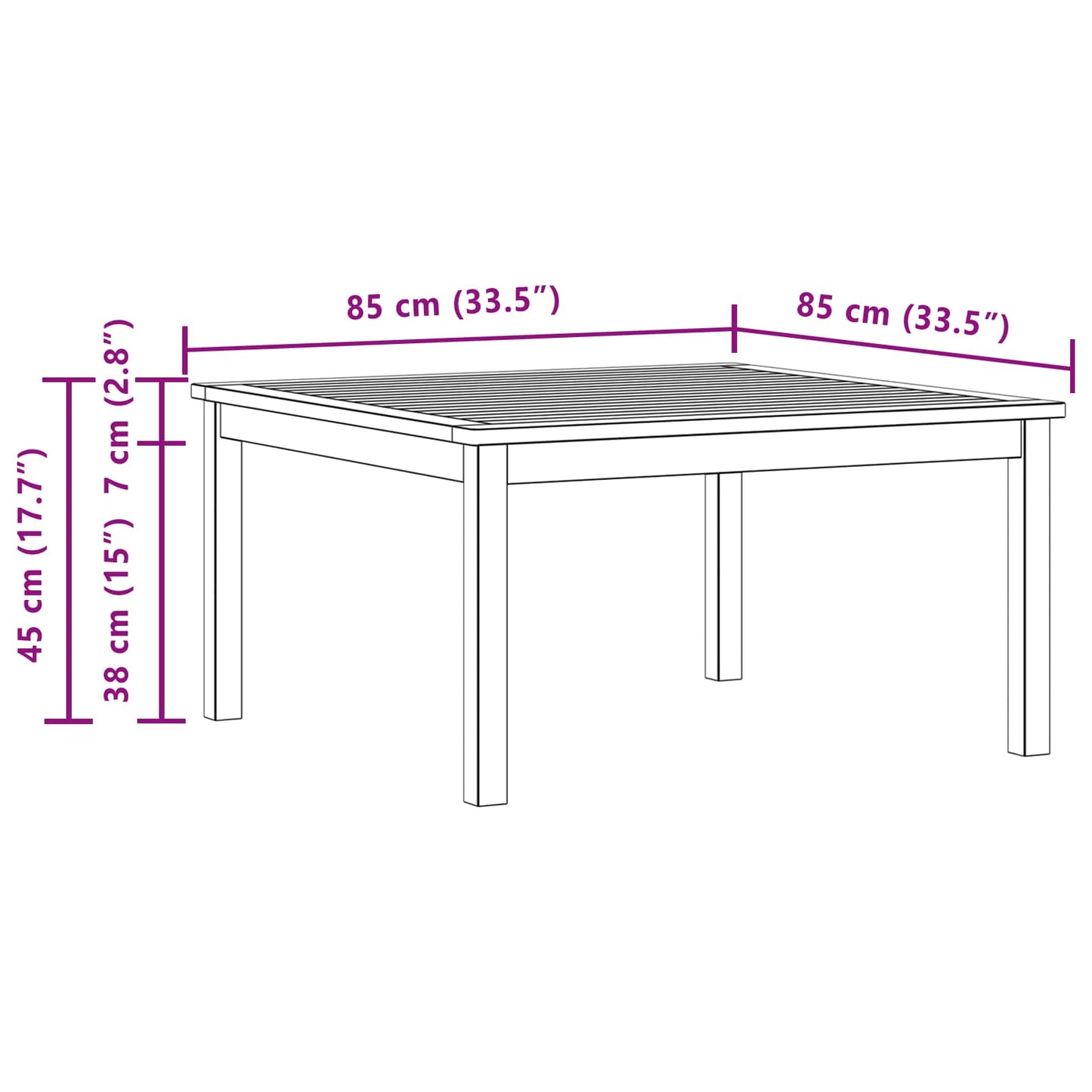 Coffee Table Light Acacia 85 x 85 x 45 cm Solid Acacia Wood