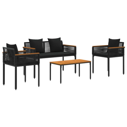 Outdoor Furniture Set 4 pcs Black Poly Rattan