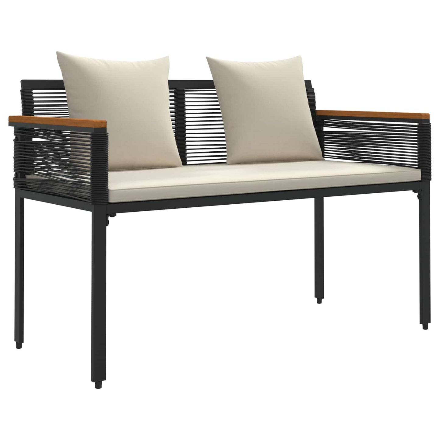 Outdoor Furniture Set Black and Cream White Poly Rattan