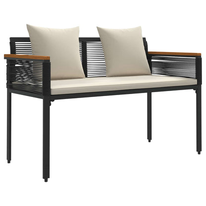 Outdoor Furniture Set Black and Cream White Poly Rattan