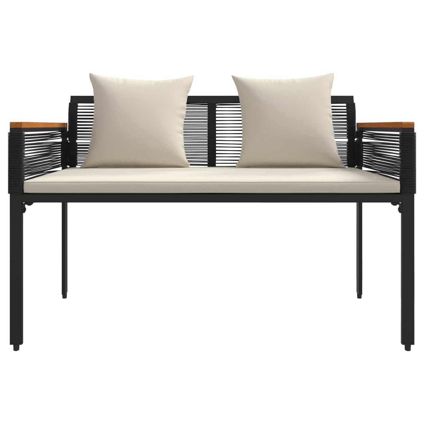 Outdoor Furniture Set Black and Cream White Poly Rattan