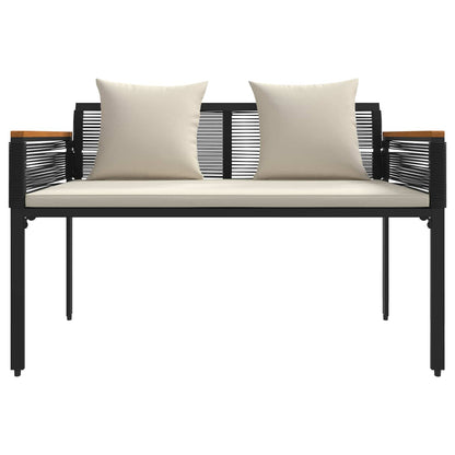 Outdoor Furniture Set Black and Cream White Poly Rattan