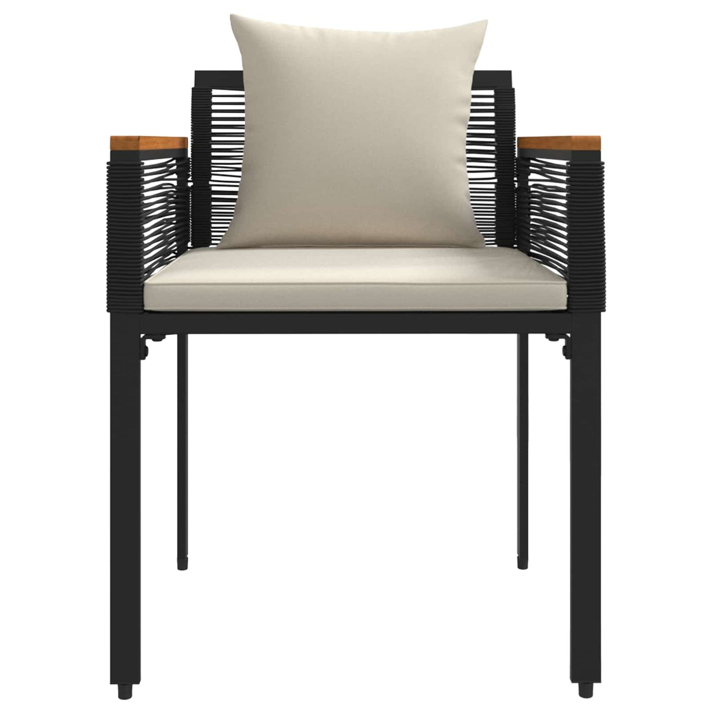Outdoor Furniture Set Black and Cream White Poly Rattan