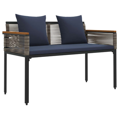 Outdoor Furniture Set Grey and Navy Blue Poly Rattan