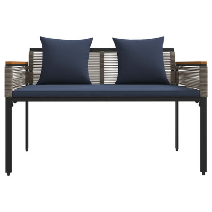 Outdoor Furniture Set Grey and Navy Blue Poly Rattan