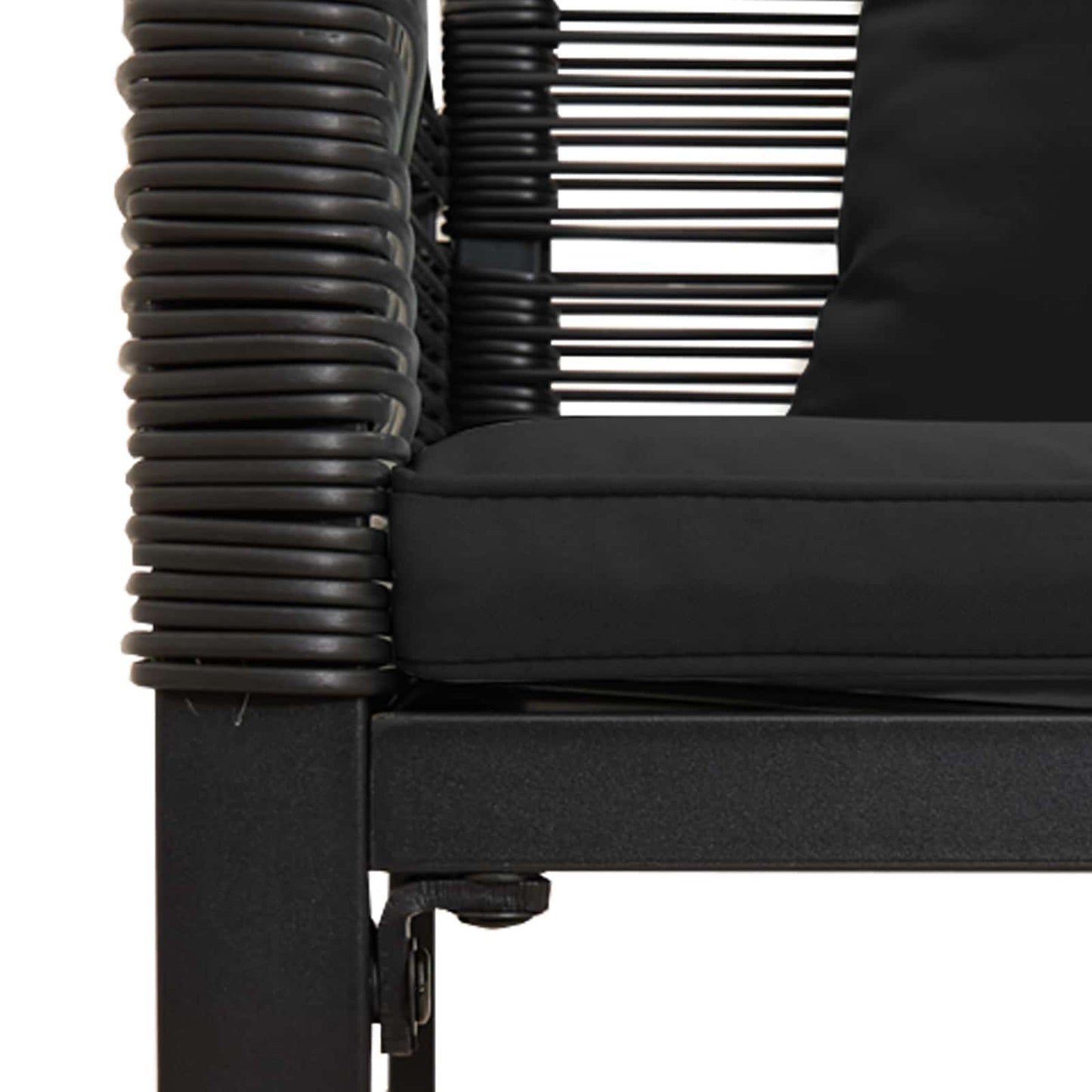 Outdoor Furniture Set with Cushion Black Poly Rattan