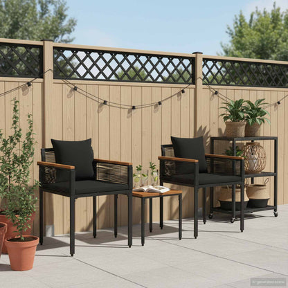 Outdoor Furniture Set with Cushion Black Poly Rattan