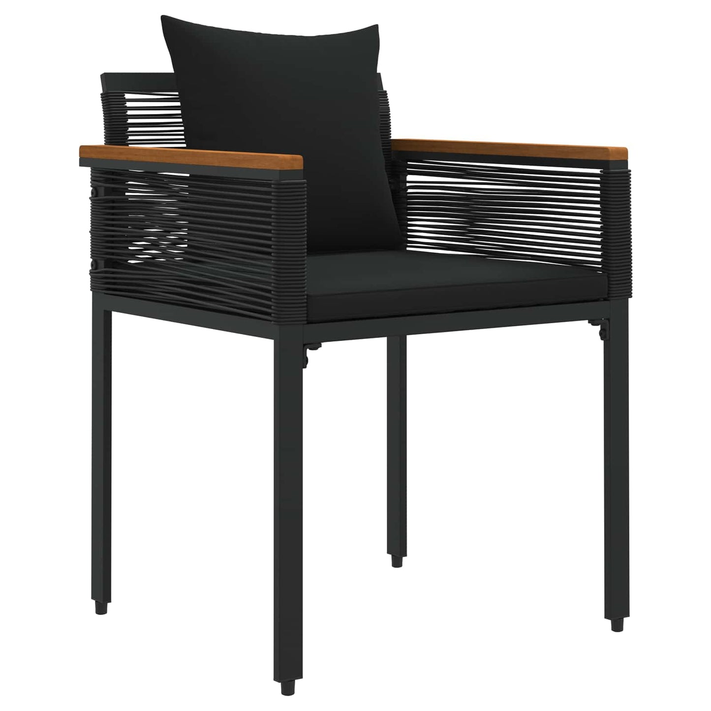 Outdoor Furniture Set with Cushion Black Poly Rattan