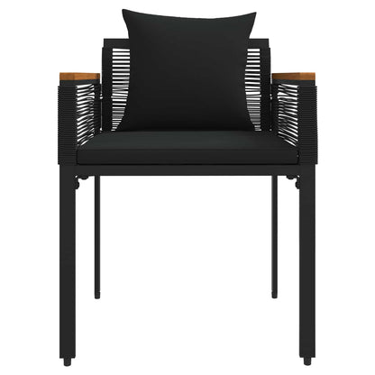 Outdoor Furniture Set with Cushion Black Poly Rattan