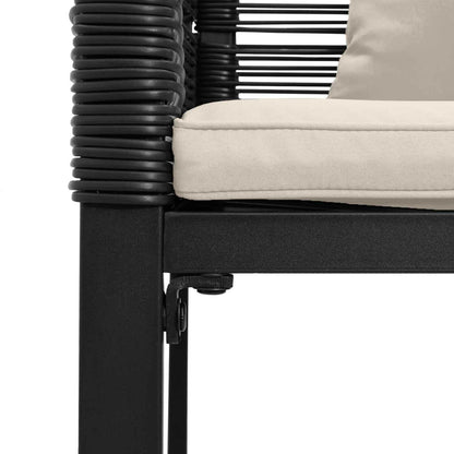 Outdoor Furniture Set Black and Cream White Poly Rattan