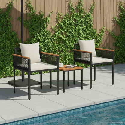 Outdoor Furniture Set Black and Cream White Poly Rattan