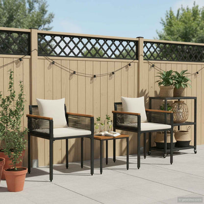Outdoor Furniture Set Black and Cream White Poly Rattan