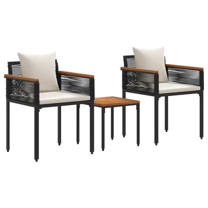 Outdoor Furniture Set Black and Cream White Poly Rattan