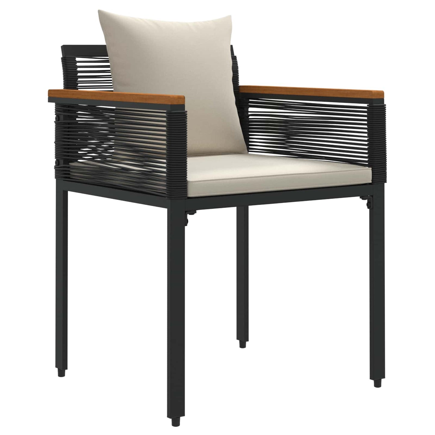 Outdoor Furniture Set Black and Cream White Poly Rattan