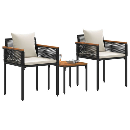 Outdoor Furniture Set Black and Cream White Poly Rattan