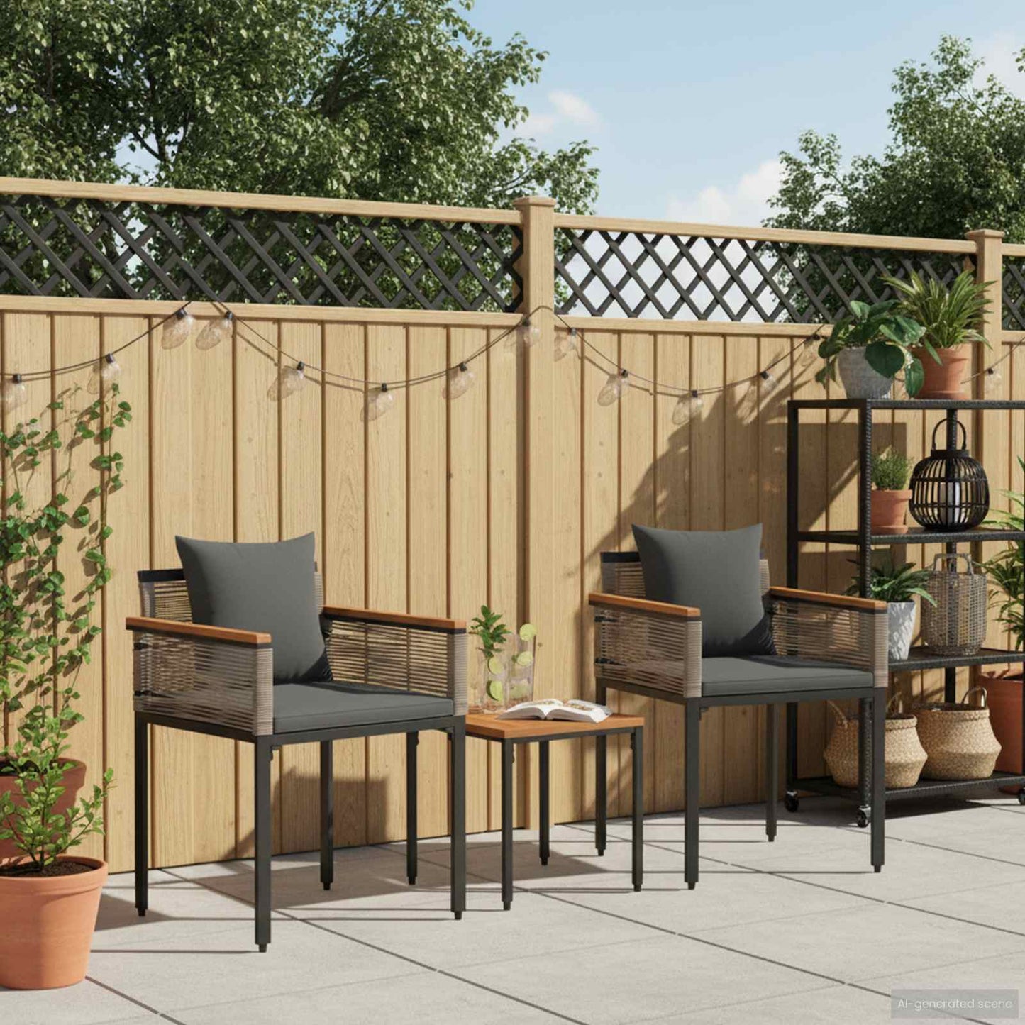 Outdoor Furniture Set Grey and Dark Grey Poly Rattan