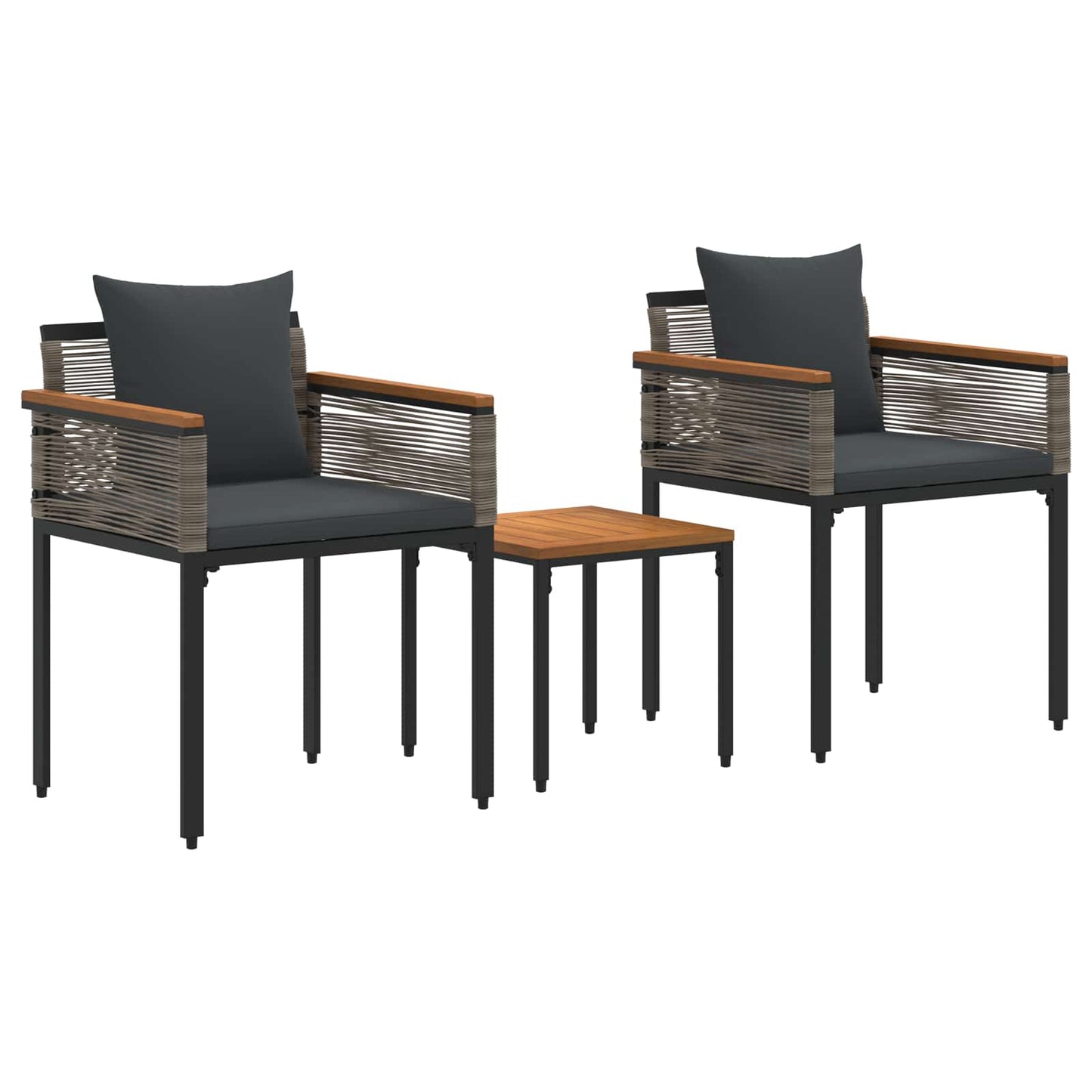 Outdoor Furniture Set Grey and Dark Grey Poly Rattan