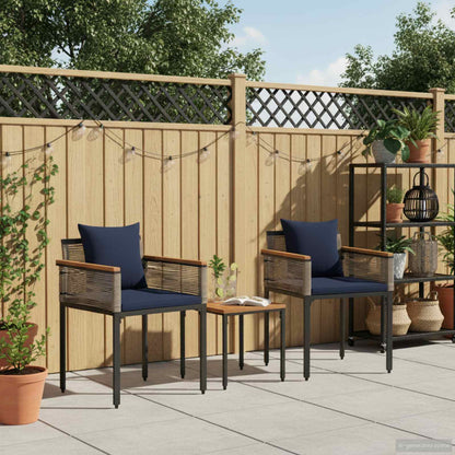 Outdoor Furniture Set Grey and Navy Blue Poly Rattan