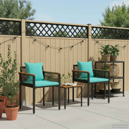 Outdoor Furniture Set Black and Turquoise Poly Rattan