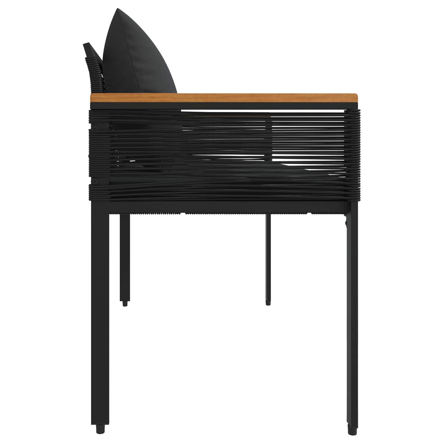 Outdoor Bench with Cushion Black 117 x 54 x 74.5 cm Poly Rattan