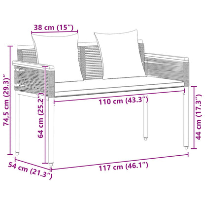 Outdoor Bench Black and Cream White 117 x 54 x 74.5 cm