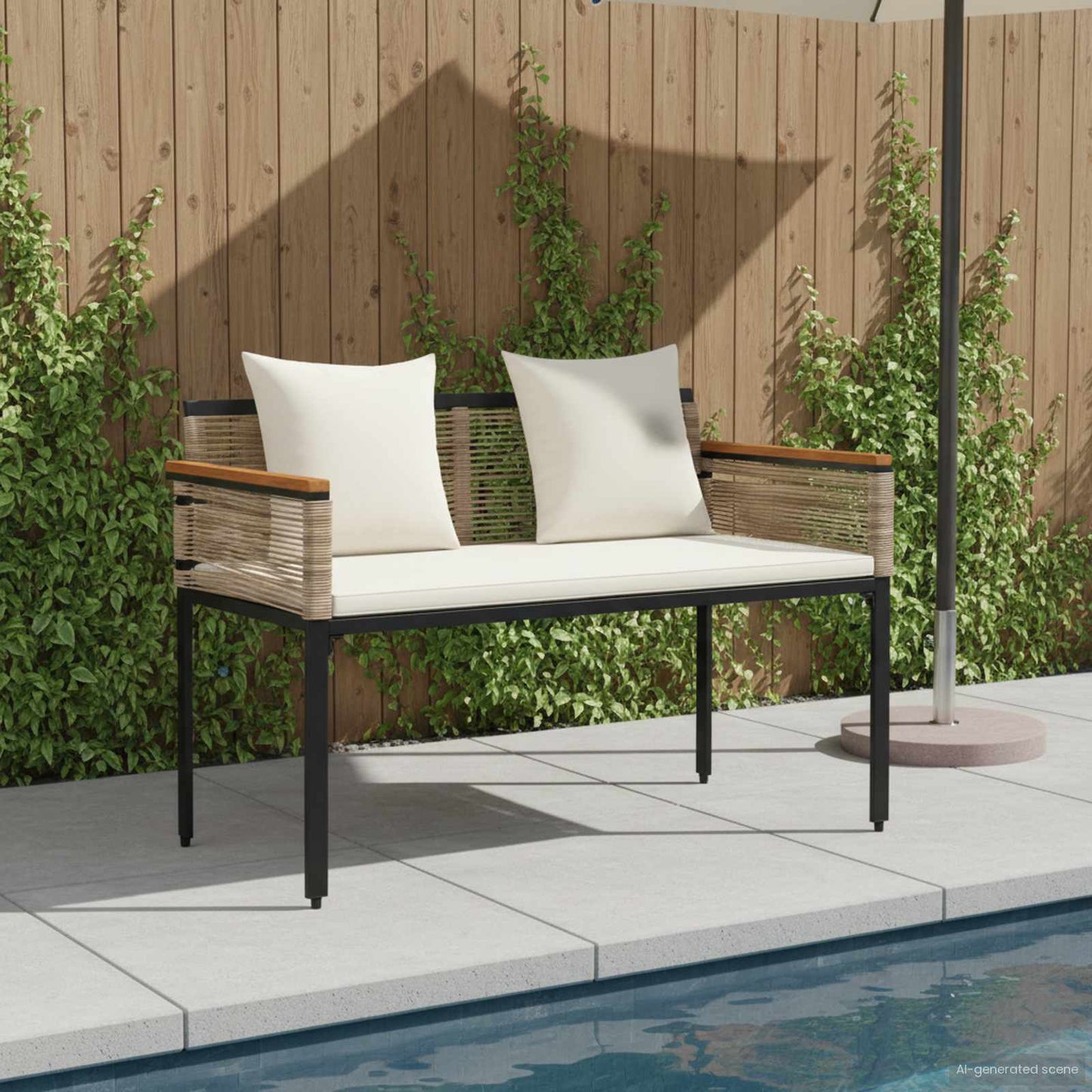 Outdoor Bench Beige and Cream White 117 x 54 x 74.5 cm