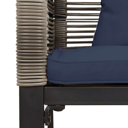 Outdoor Bench Grey and Navy Blue 117 x 54 x 74.5 cm Poly Rattan