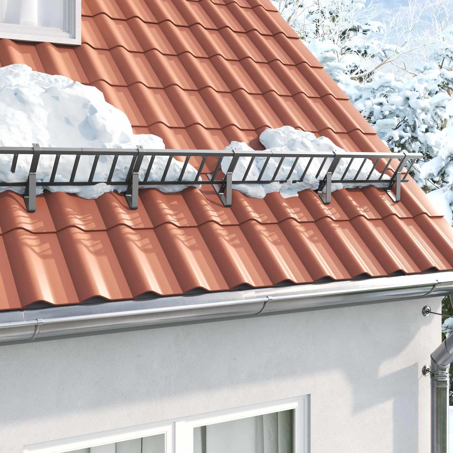 Snow Guard Support 6 pcs Anthracite 29.5 x 3 x 34.5 cm Steel