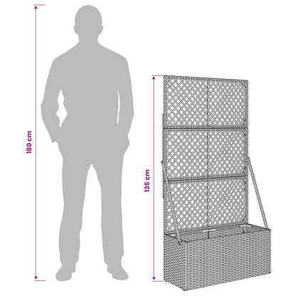 Garden Planter with Trellis Grey 70 x 30 x 135 cm Poly Rattan