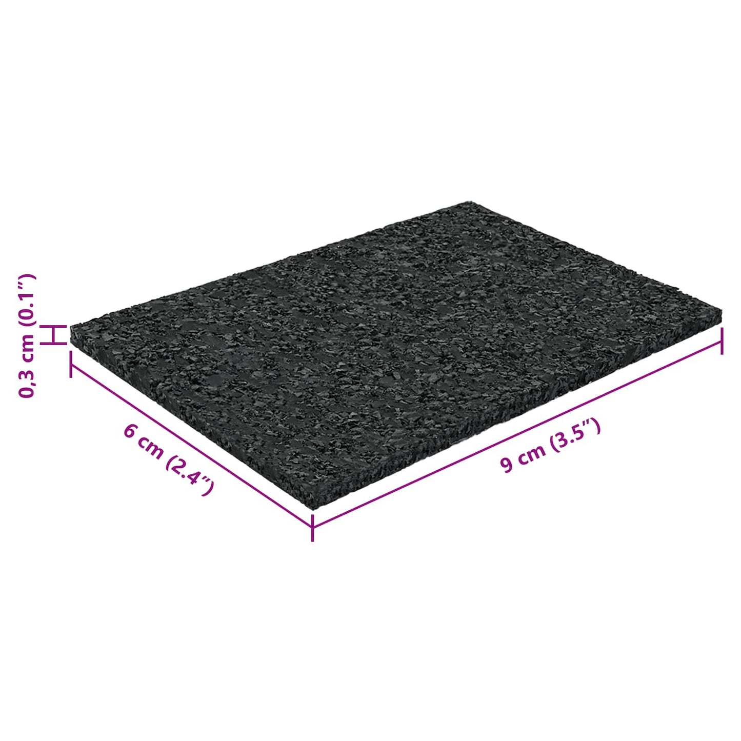 Rubber Granulate Patio Pad Black 6 x 9 x 0.3 cm Rubber