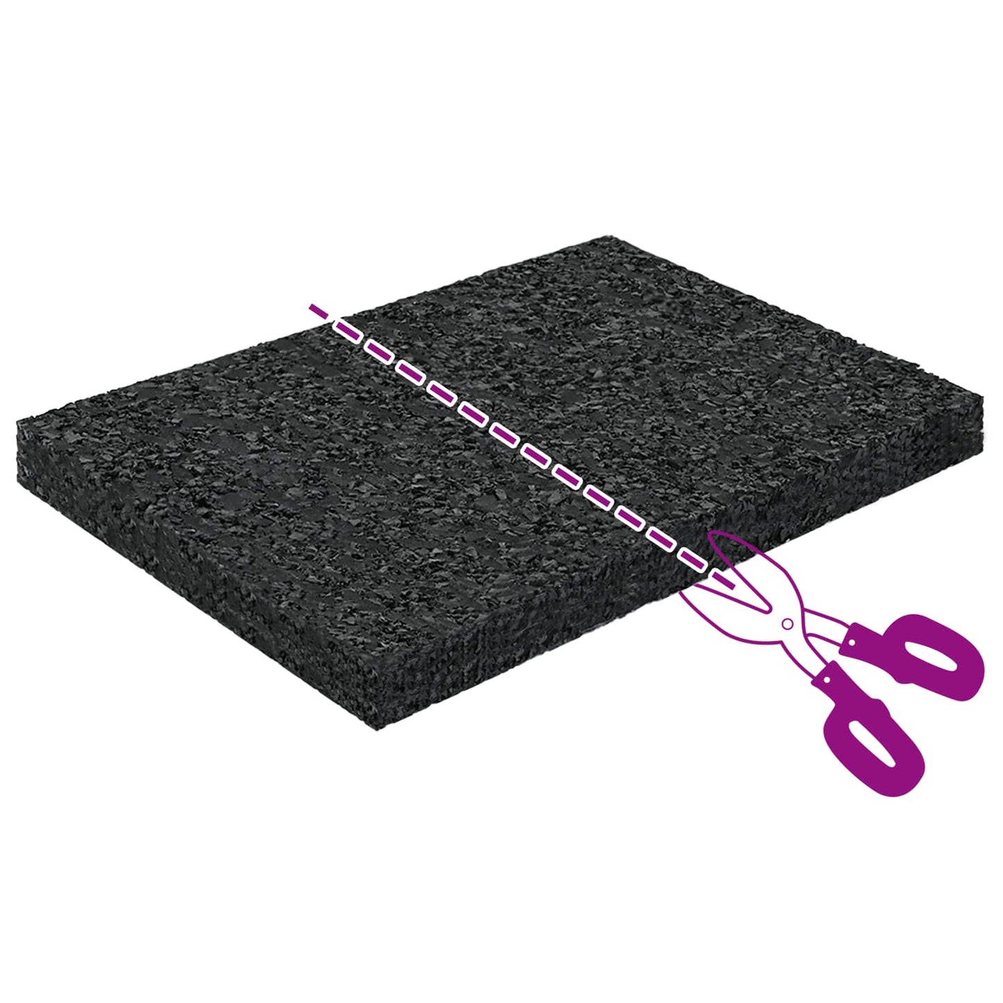 Rubber Granulate Patio Pad Black 6 x 9 x 0.8 cm Rubber