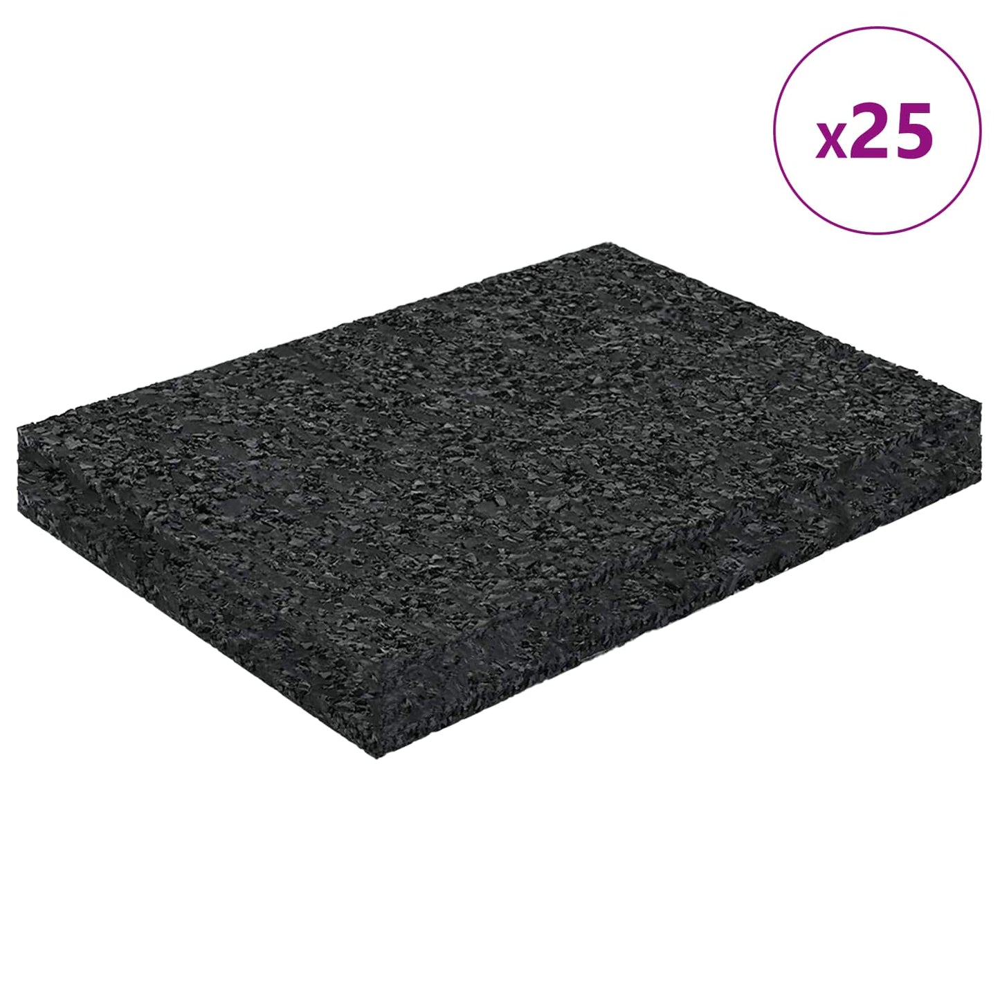 Rubber Granulate Patio Pad Black 6 x 9 x 1 cm Rubber