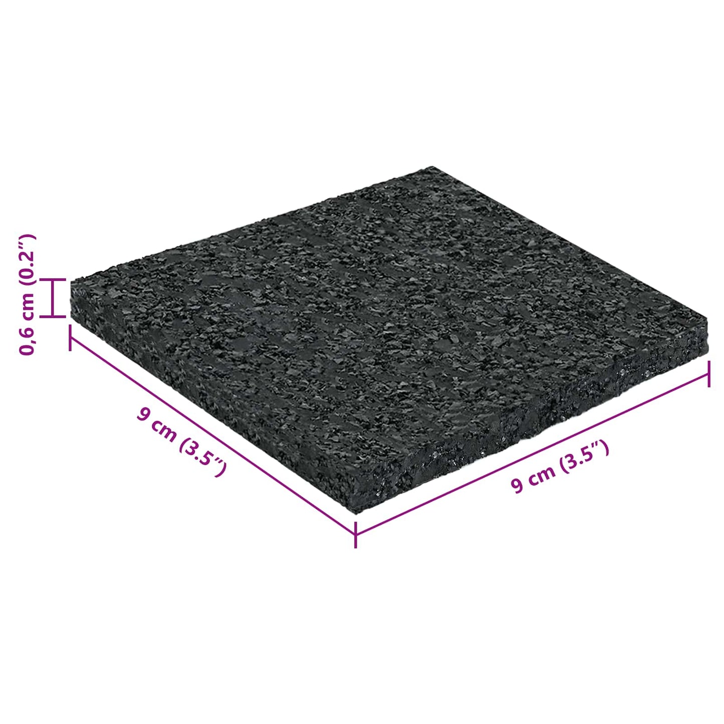 Rubber Granulate Patio Pad Black 9 x 9 x 0.6 cm Rubber