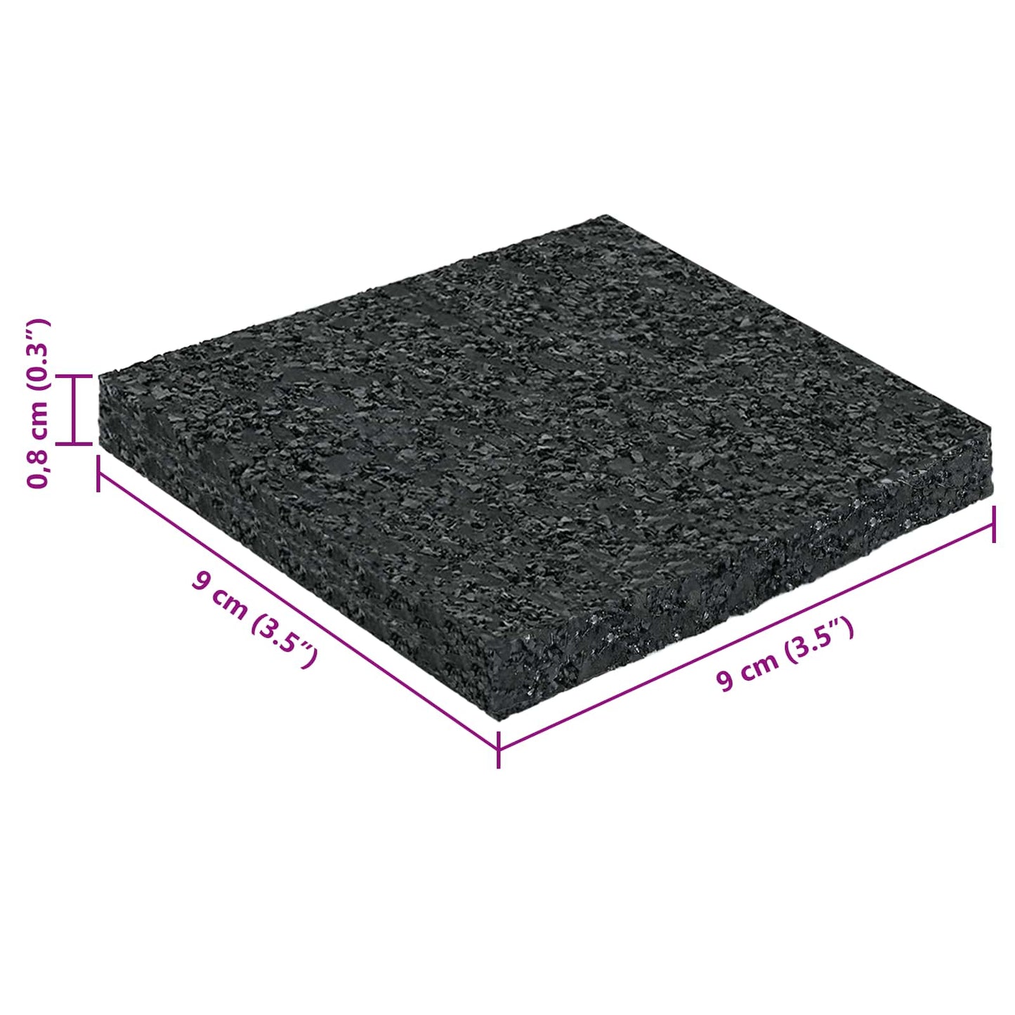 Rubber Granulate Patio Pad Black 9 x 9 x 0.8 cm Rubber