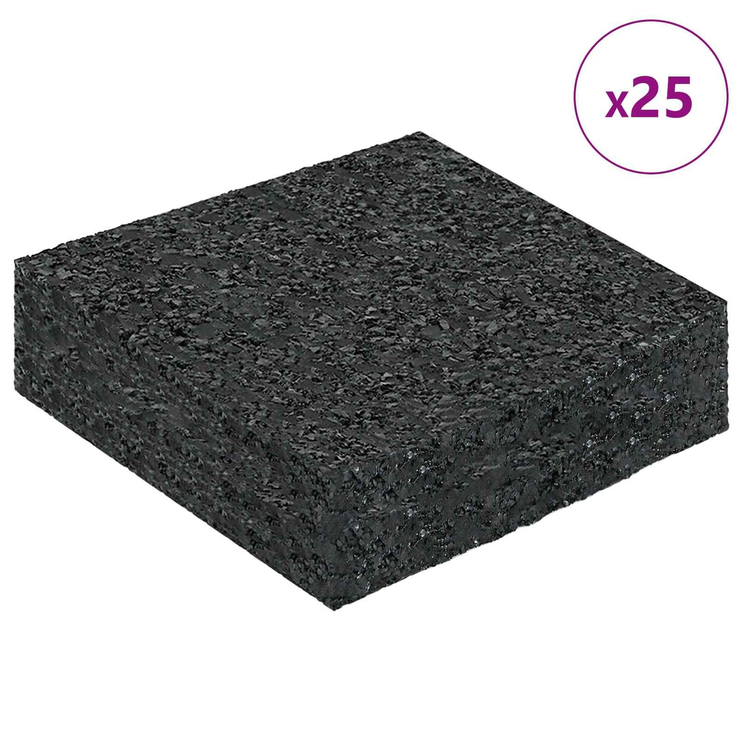Rubber Granulate Patio Pad Black 9 x 9 x 2 cm Rubber
