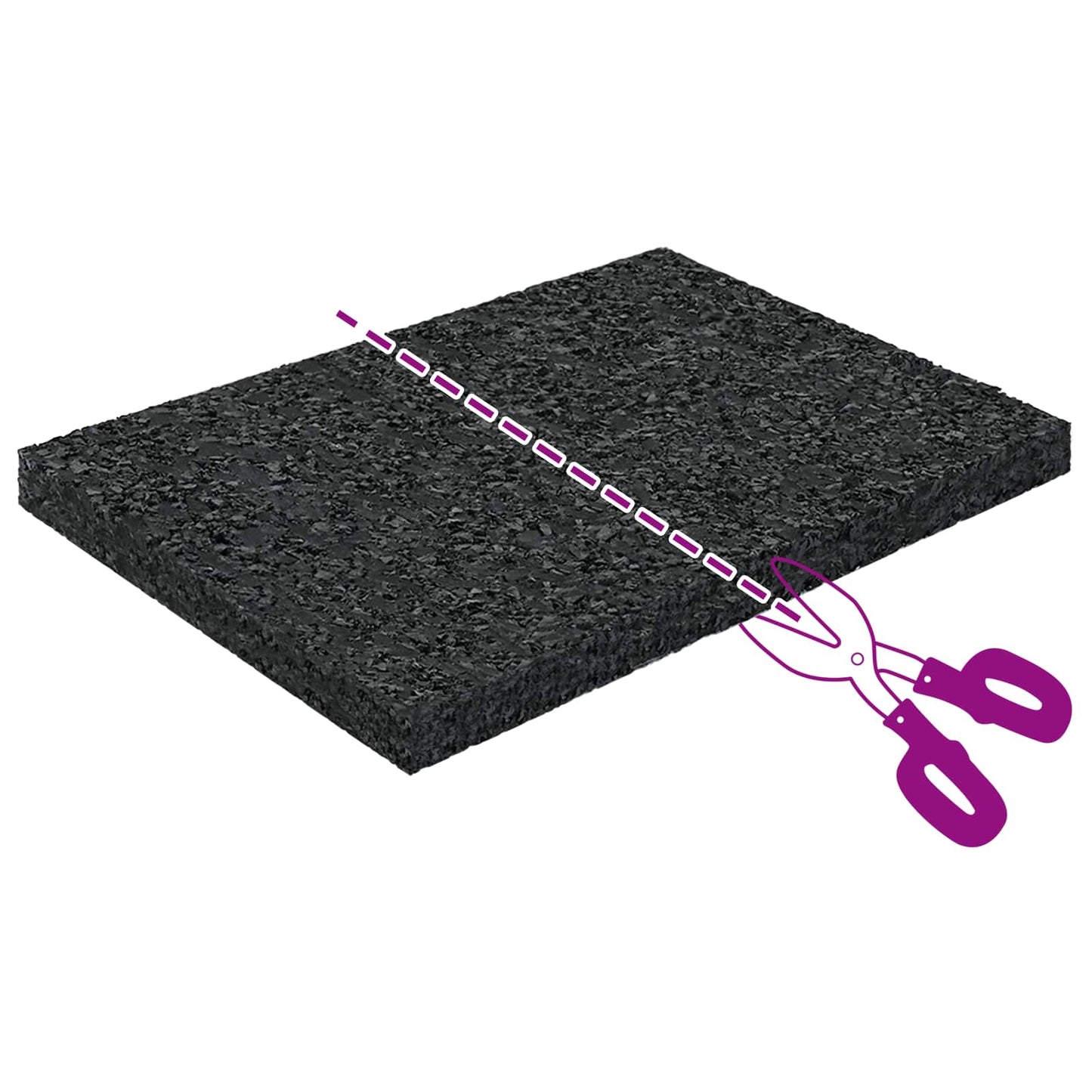 Rubber Granulate Patio Pad Black 6 x 9 x 0.6 cm Rubber