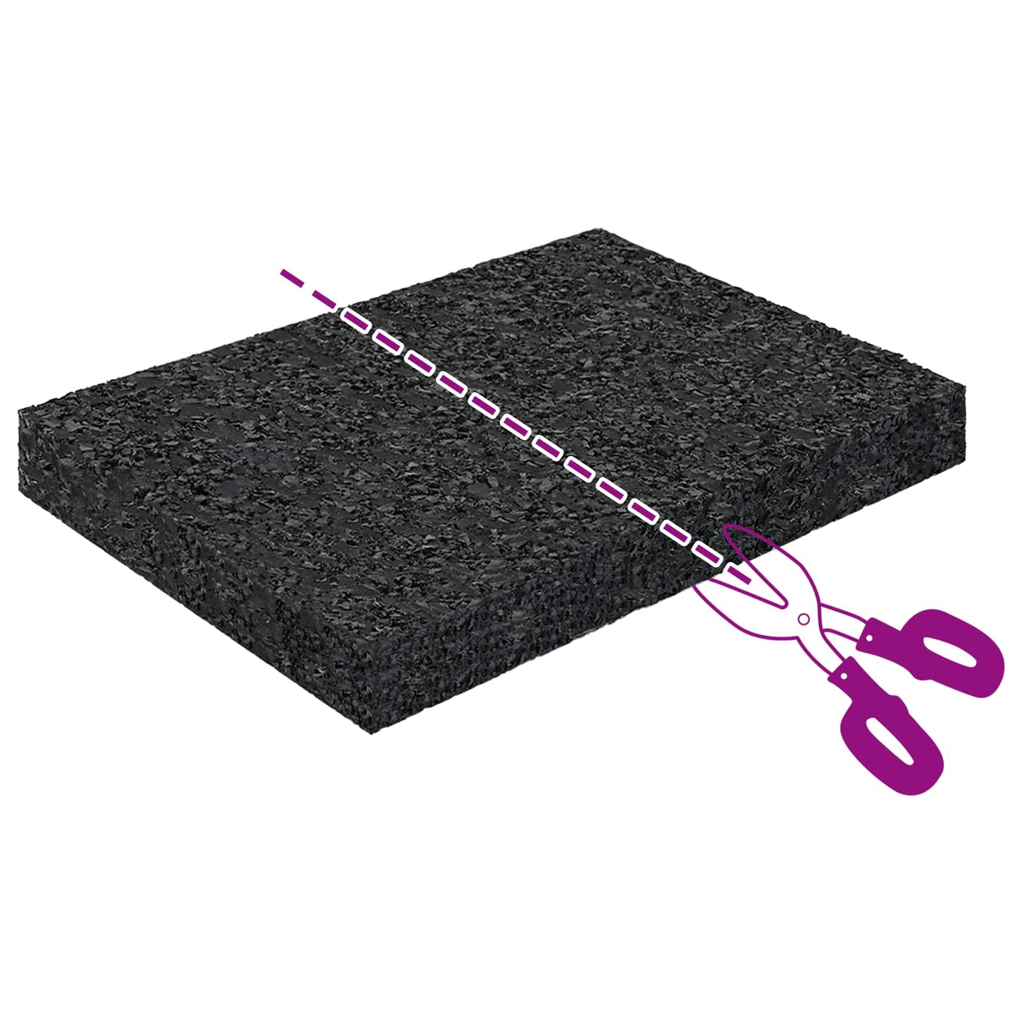 Rubber Granulate Patio Pad Black 6 x 9 x 1 cm Rubber