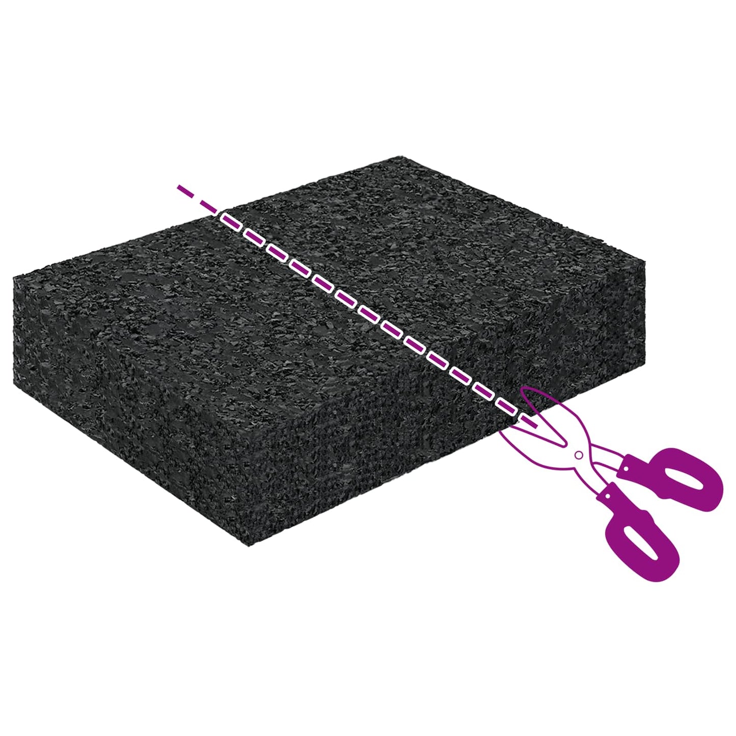 Rubber Granulate Patio Pad Black 6 x 9 x 2 cm Rubber